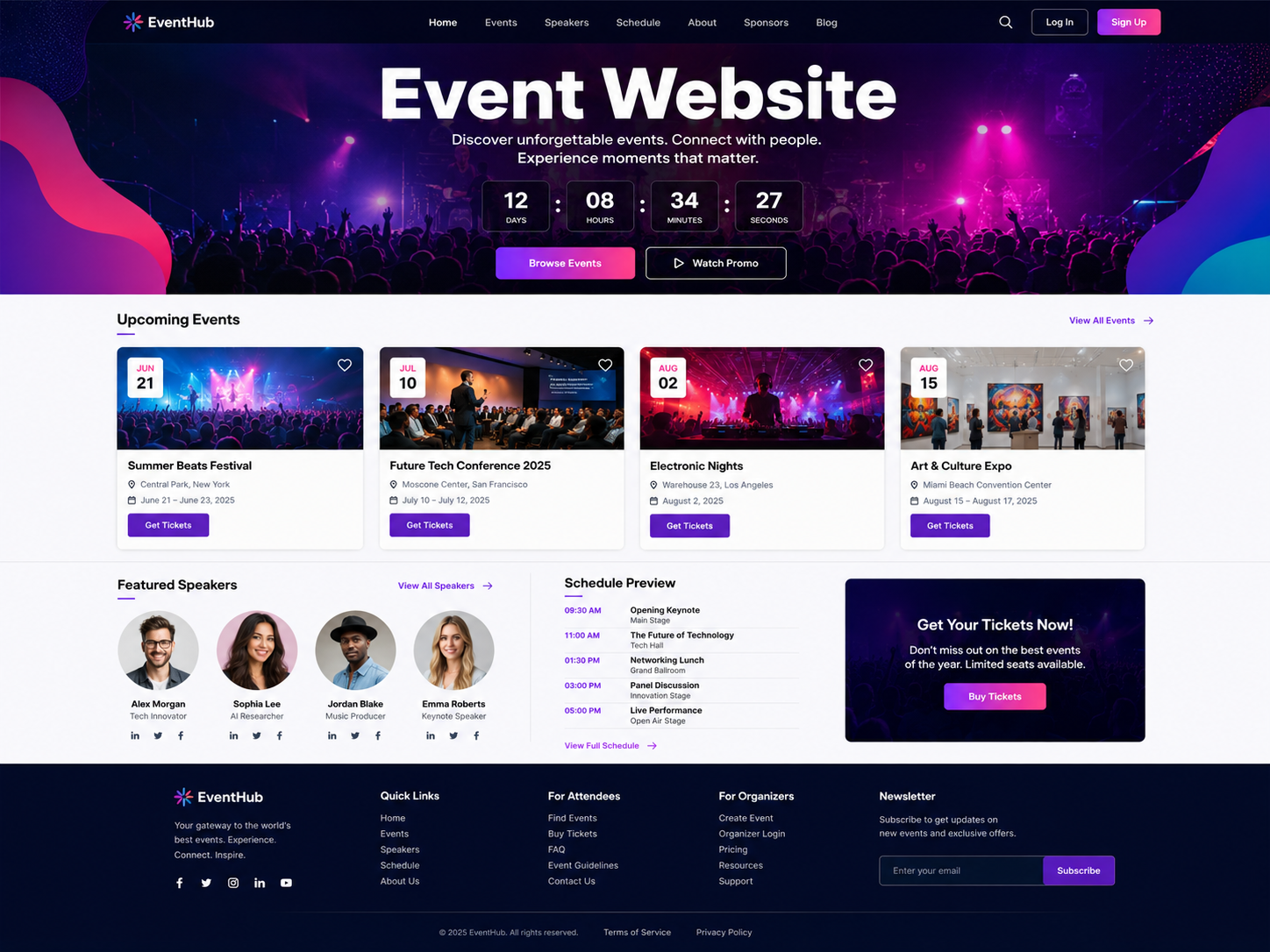 Event Website sample preview