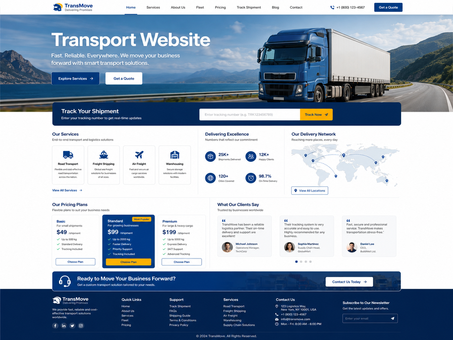 Transport Website sample preview